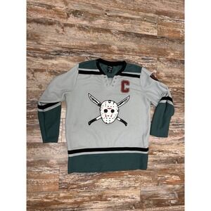 Friday The 13th Jason Vorhees Gray & Green Hockey Jersey Size Large Horror